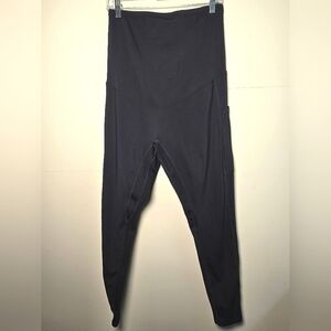 PoshDivah Black Maternity Athletic Leggings, Size Large